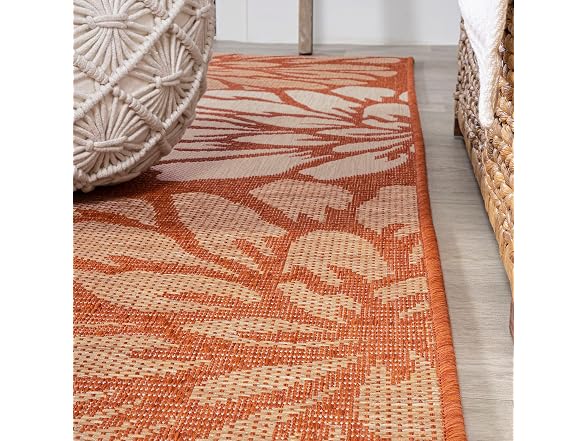 JONATHAN Y Floral Outdoor Rug 4x6 Orange