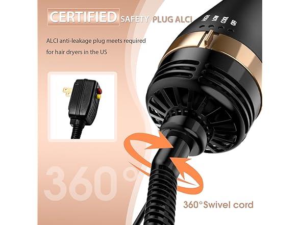 Nicebay Hair Dryer Brush with 4 attachments