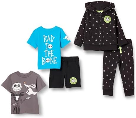 Amazon Essentials Disney | Marvel | Star Wars Toddler Boys' Outfit Sets (Previously Spotted Zebra), Pack of 5, Nightmare Santa Jack, 3T