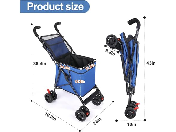 20% Larger Capacity, Wedyvko Dog Stroller
