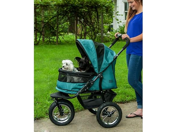 Pet Gear No-Zip Double Pet Stroller, Jade