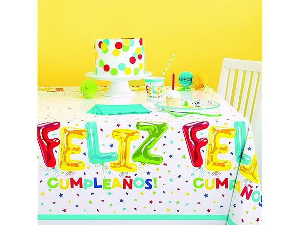 Unique Feliz Cumpleanos Plastic Table Cover 54" x 84"