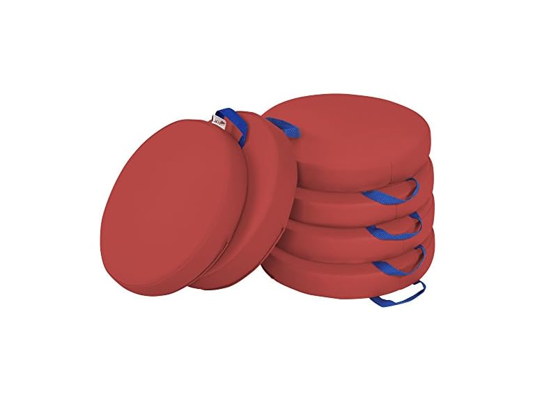 ECR4Kids SoftZone Floor Cushions, Round, Flexible Seating, Red, 6-Piece