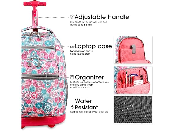 J World New York Rolling Backpack, Blue Raspberry