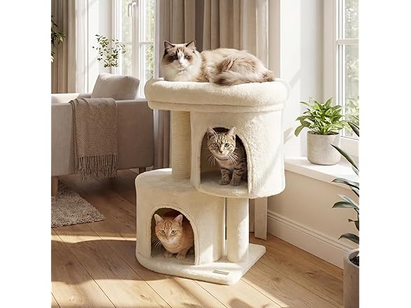 DORTALA Cat Tree for Indoor Cats, 26-Inch Beige