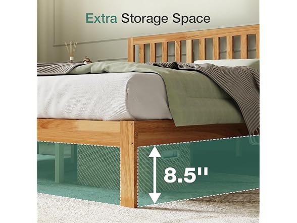 Novilla King Size Bed Frame Wood King Bed Frame and Headboard