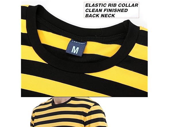 LEDING Mens Striped Crewneck Shirt