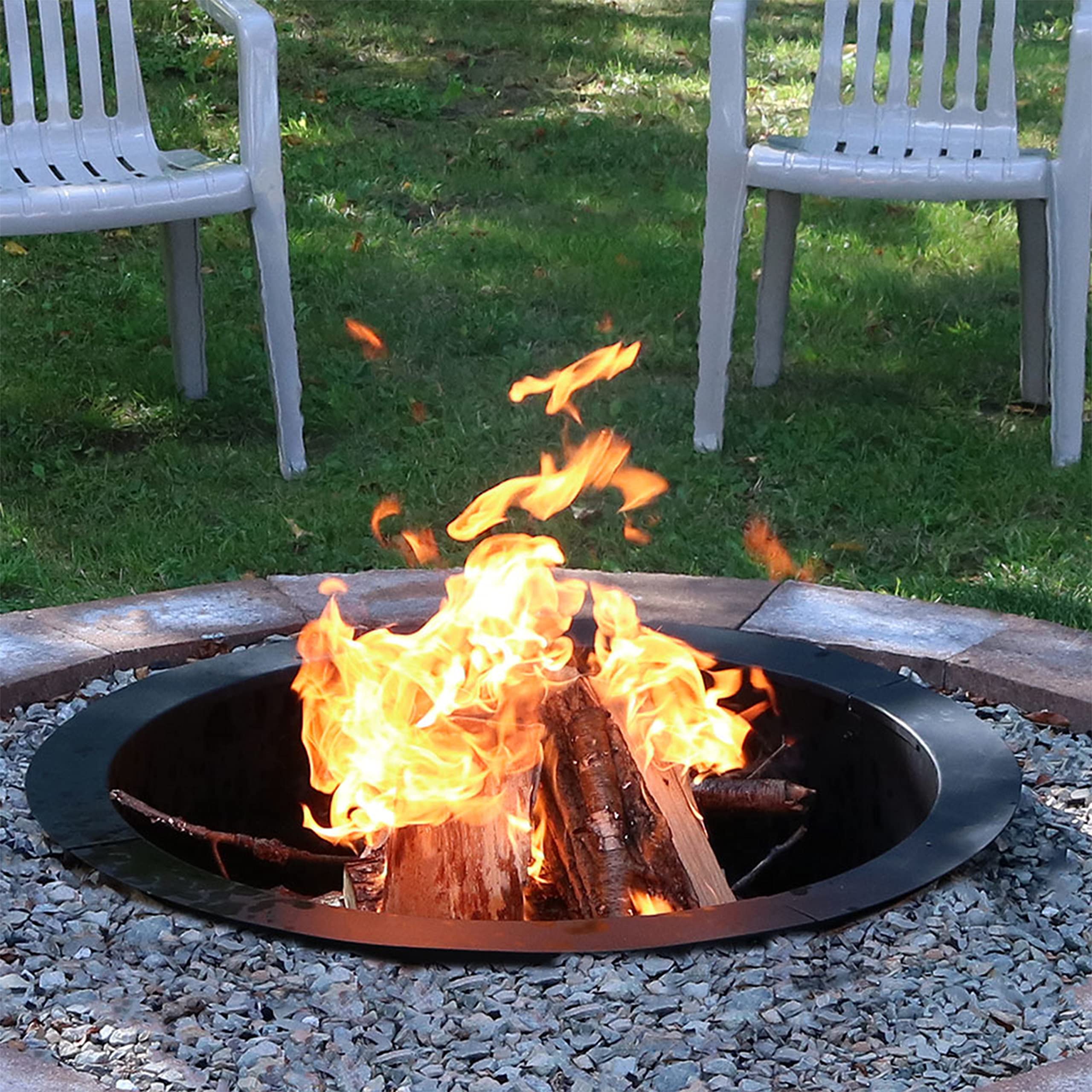 Sunnydaze 39" Steel Fire Pit Ring Insert - Gallery 13