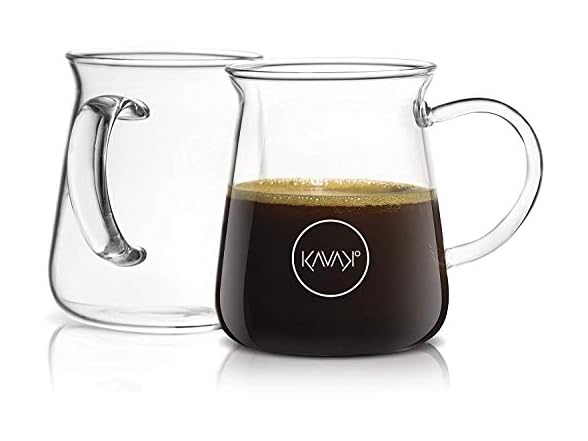 Kavako Glass Coffee Mugs 10oz Set of 6
