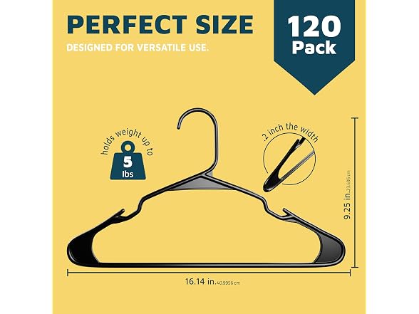 Lifemaster Plastic Clothes Hanger Set - 120 Pieces Black 