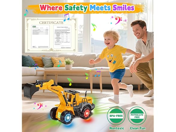ALOTJOY Lights Music Excavator Truck Toy