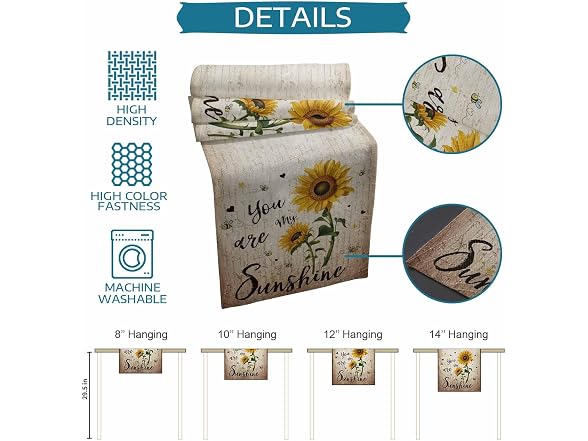 Sunflowers Rustic Table Runner-Cotton