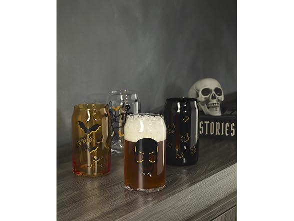 Oneida Vintro Halloween Can Cooler Glasses, 16oz, Set of 4