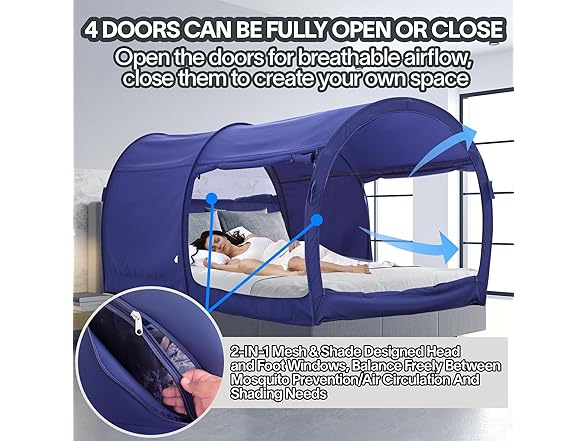 LEEDOR Bed Tent Dream Canopy Shelter Pop Up Full