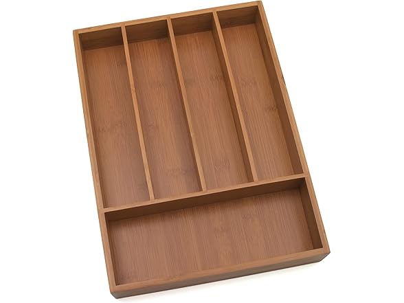 Lipper Bamboo Wood Flatware Organizer