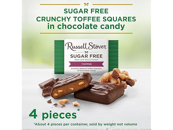 Russell Stover SF Toffee Choc Squares 10pk