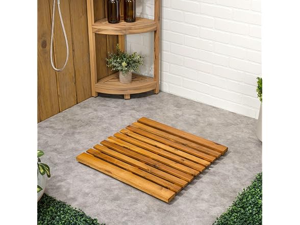JONATHAN Y Acacia Wood Slat Bath Mat 2x2