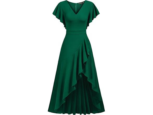 Miusol Women (S) Formal V Neck Dress Dark Green