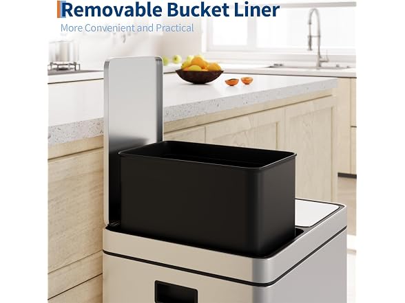 Takywep Dual Compartment Garbage Can, 2×8 Gallon
