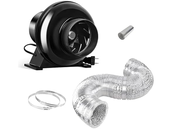 iPower 4" Inline Fan with Duct Kit