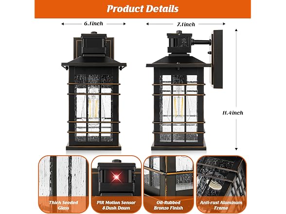 Kondras Motion Sensor Outdoor Wall Light