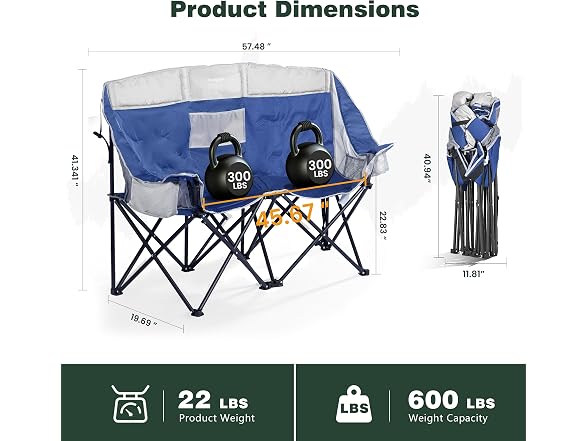 SUNNYFEEL Blue Loveseat Chair w/Cooler