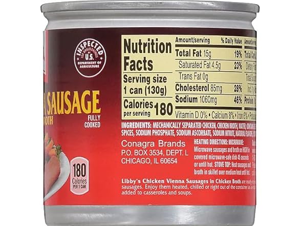 Libbys Chicken Vienna Sausage, 4.6 oz Can
