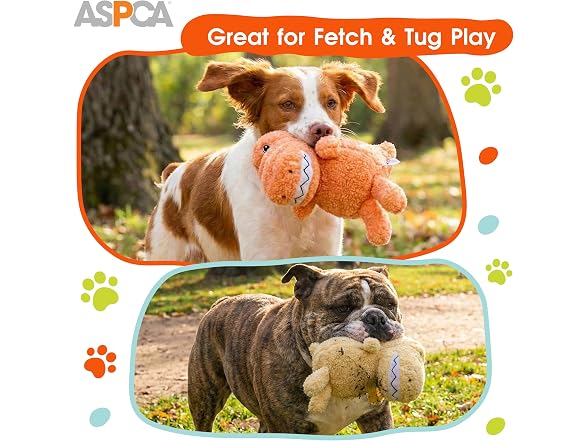 ASPCA Teddy Stripe Fabric Dino and T-Rex Toys