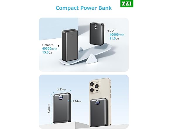 スマホアクセサリー Power bank au brand ZZI Portable Charger Power Black