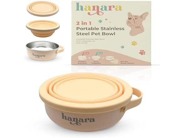 HANARA 2-in-1 Insulated Dog Bowl