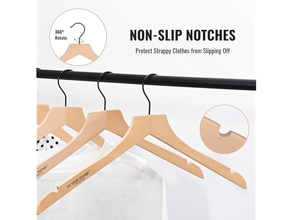 Sukkiri Homu Wooden Hanger Set for Closet - 30 Pack 