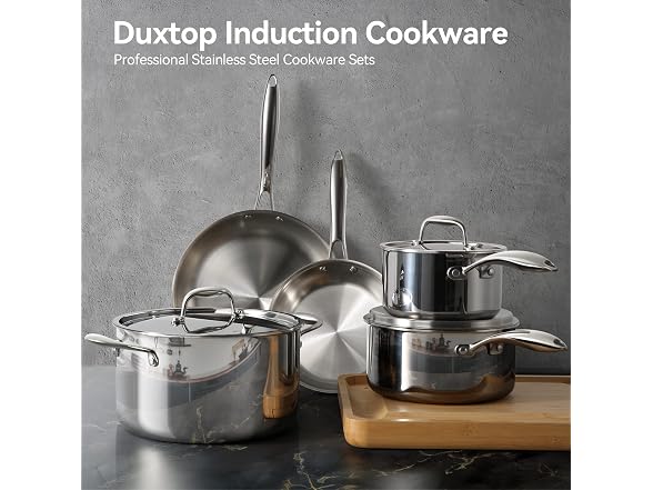 Duxtop Whole-Clad Tri-Ply Stainless Steel Induction Cookware Set, 10PC Set 