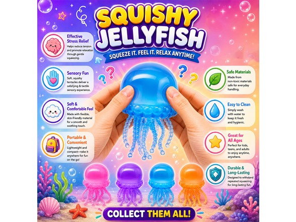 Twilight Squishy Sensory Toys Jellyfish, 3PK