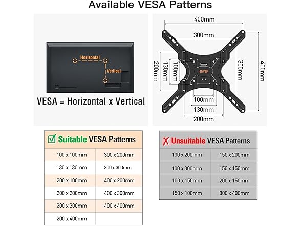ELIVED Height Adjustable TV Mount | 23-55In