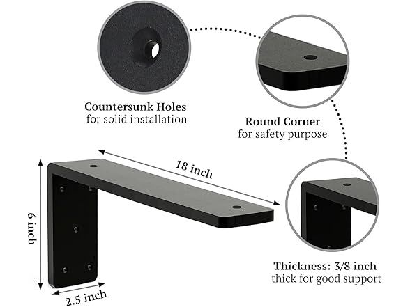 Countertop Support Bracket 18 Inch 3 Pack 3/8"