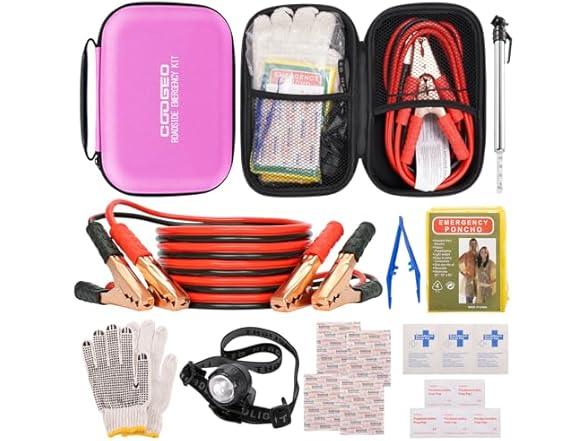 Car Emergency Kit with Battery Jumper Cables