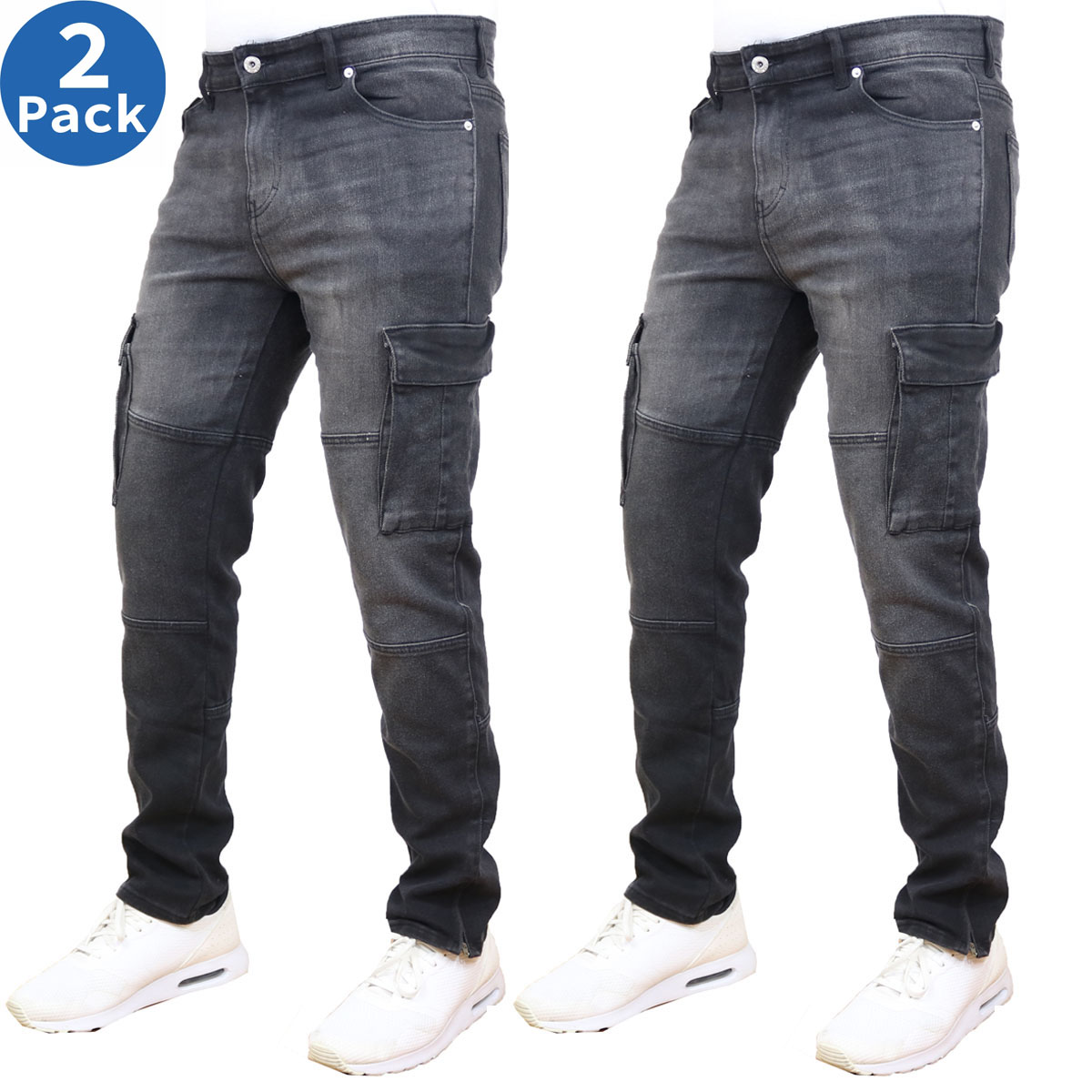 Men's Stretch Cargo Denim Jeans (30-42) - Gallery 35