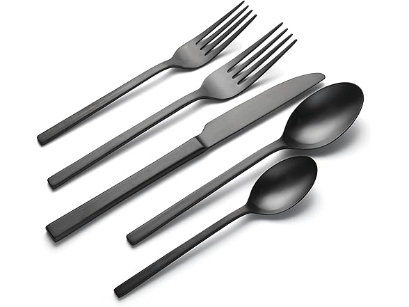Allay Midnight 20 Piece Everyday Flatware Set, Service For 4