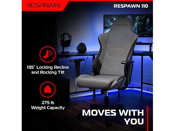 Respawn 110 Ergonomic Gaming Chair, Gray Fabric