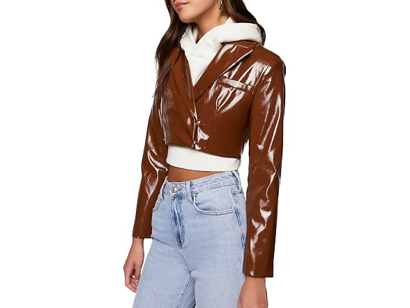 Forever 21 (S) Faux Patent Leather Cropped Blazer