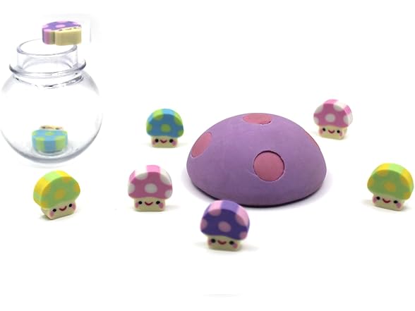 Mushroom Eraser Set w. Mini 8 Mushrooms
