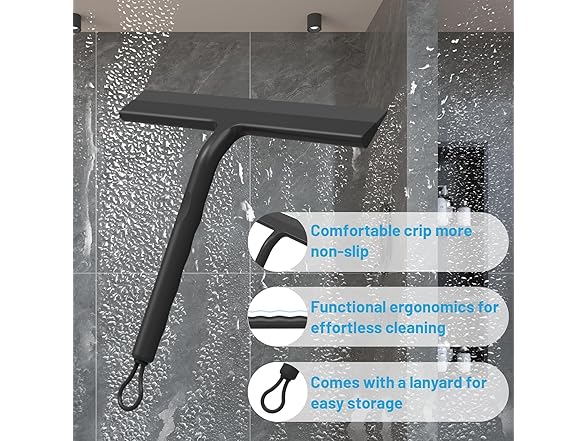 KDSOM Shower Squeegee, Window Squeegee, Black