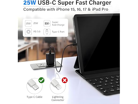 TT&C 25W USB-C Fast Charger for Samsung Galaxy
