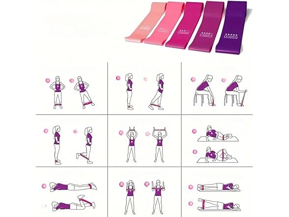 Resistance Bands Set TPE Pink Purple