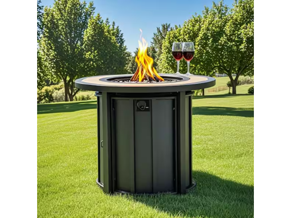 30" Black Round Mosaic Fire Table 50k BTU