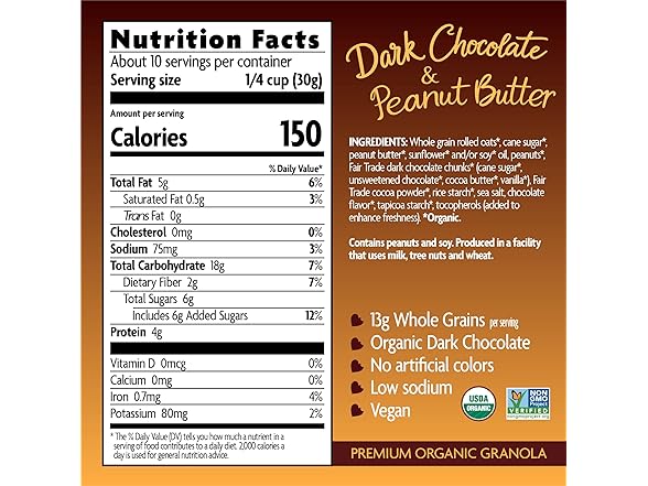 Love Crunch Organic Dark Chocolate & Peanut Butter Granola