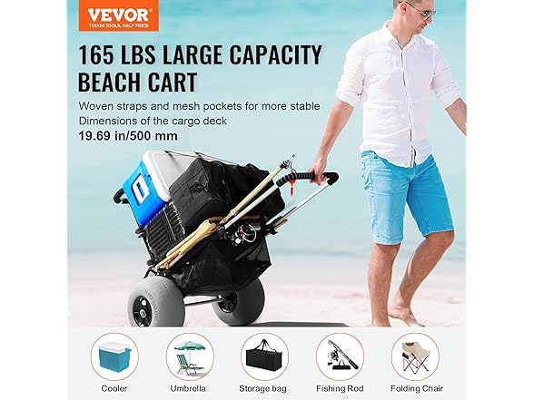 VEVOR Beach Dolly with Big Wheels for Sand
