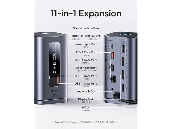 Baseus Laptop Docking Station | 11 in 1 Triple 4K Display