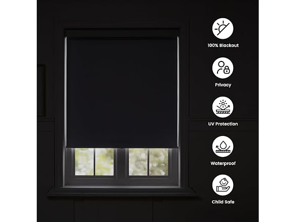 Melodieux 100% Blackout Cordless Free-Stop Roller Shade