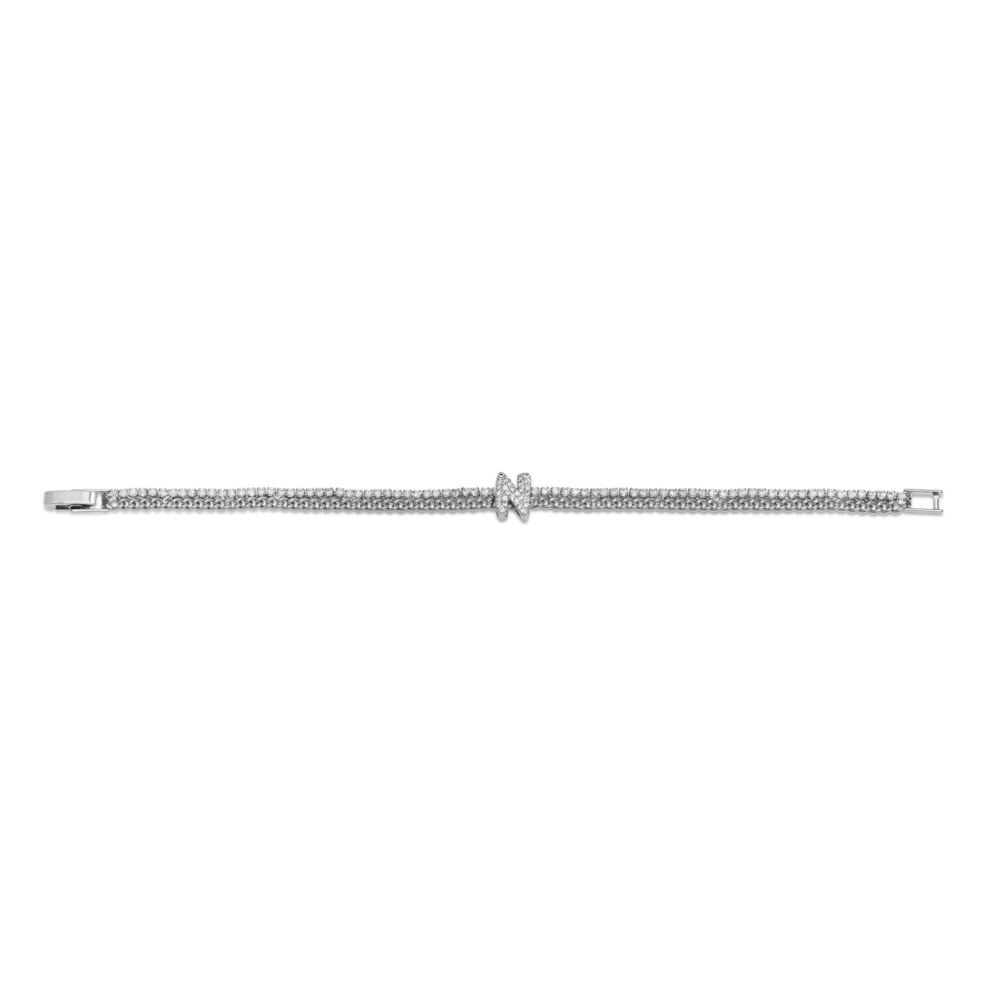 Initial Tennis + Cuban CZ Bracelet - Gallery 13